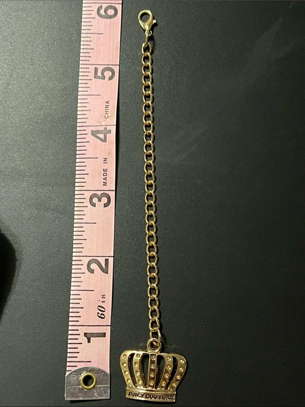 Vintage Juicy Couture Gold Crown Bag Charm Zipper Pull Y2K